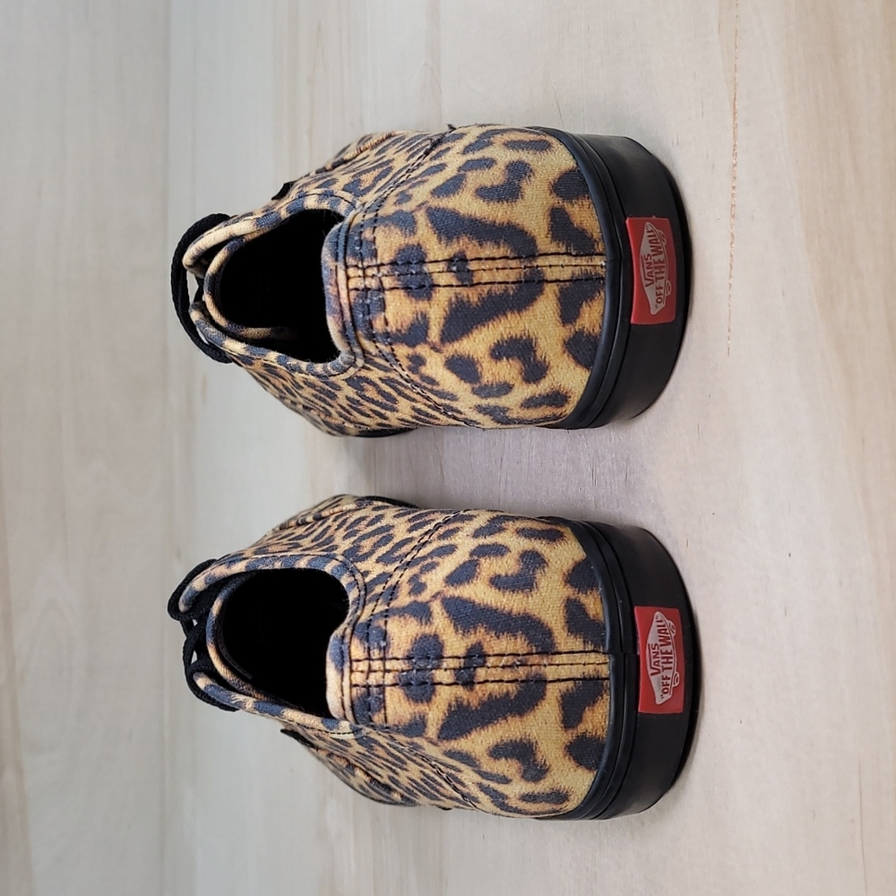 Vans Leopard-Print Low Top Sneakers in Tan and Black - Picture 6 of 10